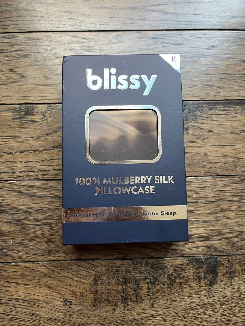 Blissy king size navy silk pillowcase NIB